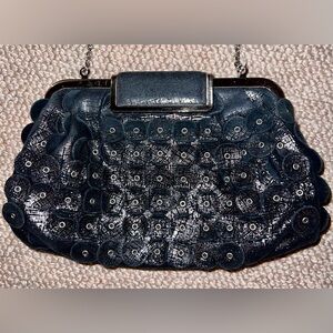 Annabel Ingall Clutch leather clutch with silver shoulder chain